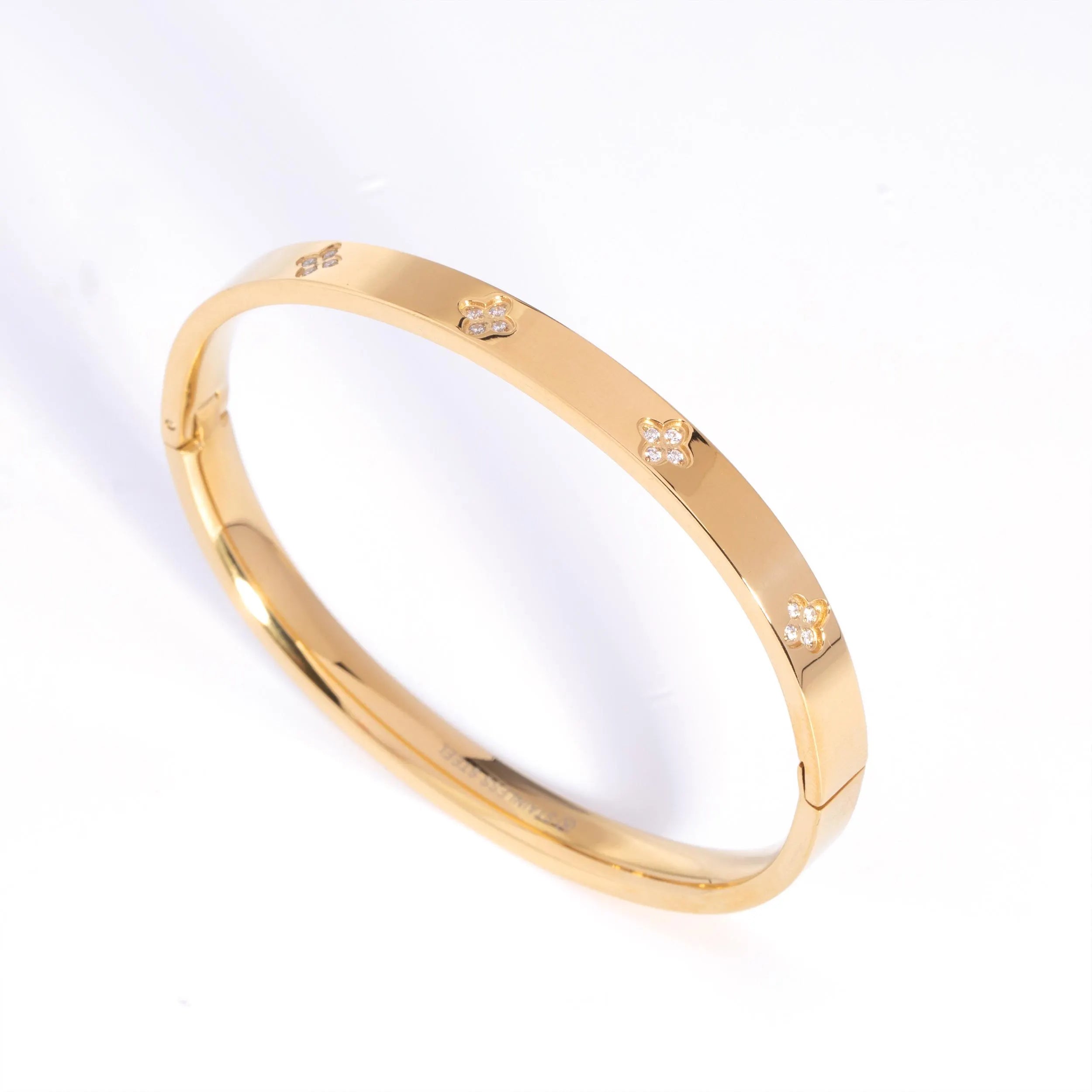 Bangle Bracelet Waterproof - Never Fades, Gold Hinged Bangle, Flower Bracelet, Jewelry Birthday Gifts for Women