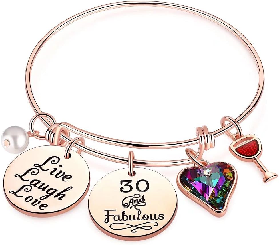 Birthday Gifts for Women Girls Bracelet, Birthday Charm Bracelets 10Th 20Th 30Th 40Th 50Th 60Th 70Th 80Th 90Th Birthday Gift for Daughter, Sister, Friend, Teen Girls, Mom, Grandma