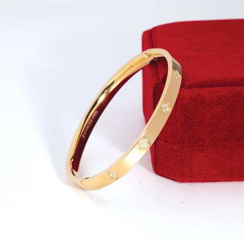 Bangle Bracelet Waterproof - Never Fades, Gold Hinged Bangle, Flower Bracelet, Jewelry Birthday Gifts for Women