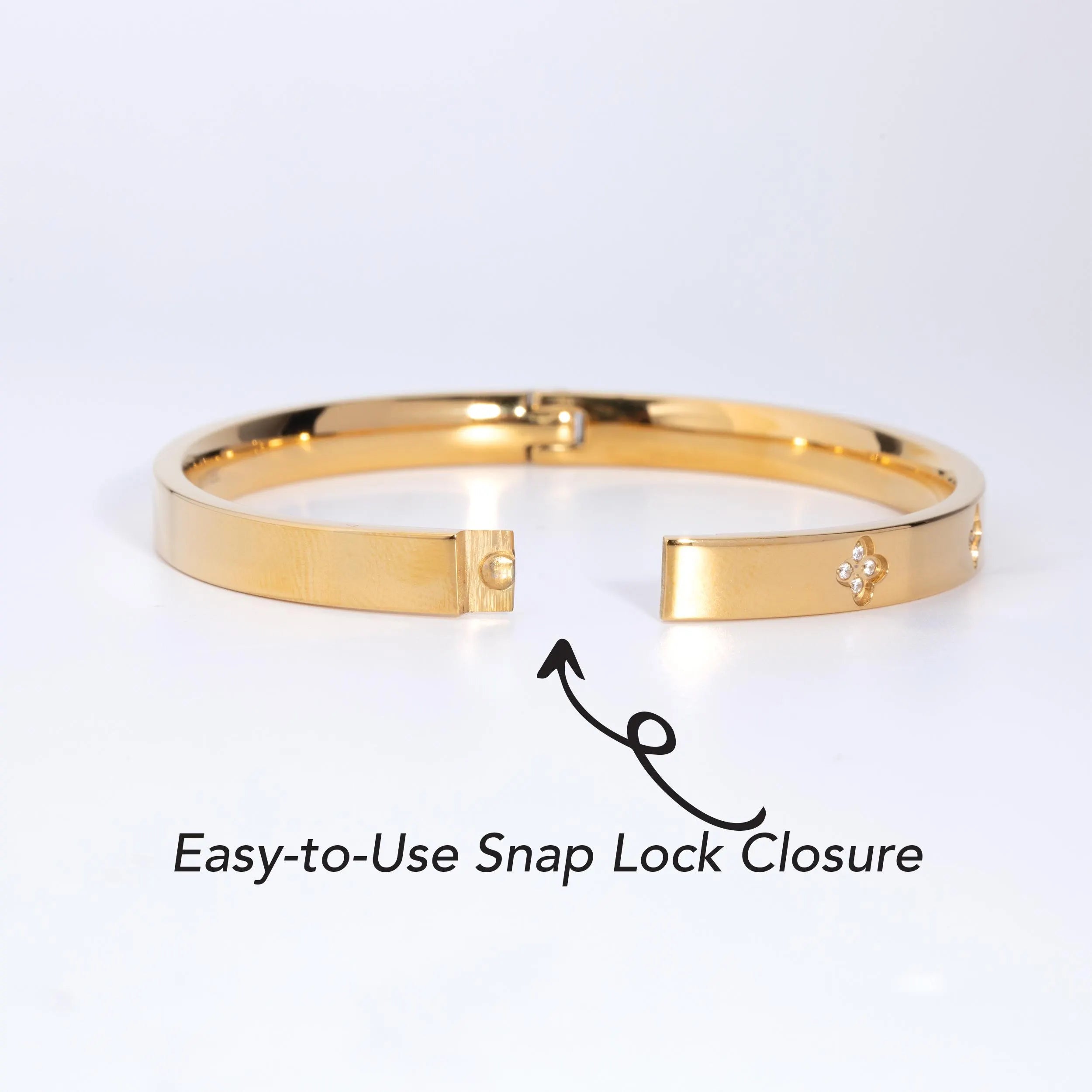 Bangle Bracelet Waterproof - Never Fades, Gold Hinged Bangle, Flower Bracelet, Jewelry Birthday Gifts for Women